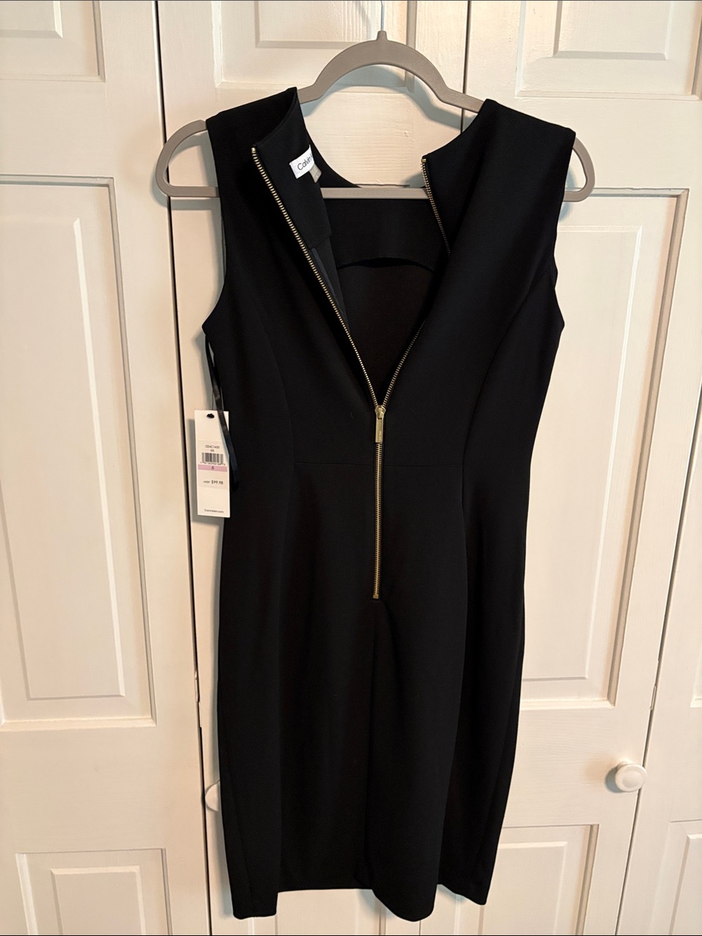 Calvin Klein Black Sleeveless Midi Sheath Dress - Picture 3 of 3